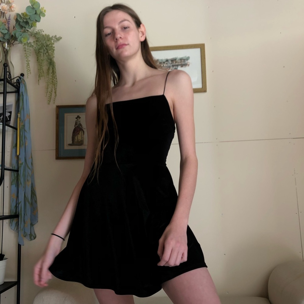 UO Black Velvet Mini Dress